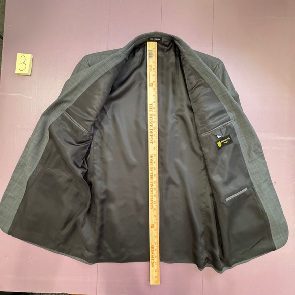 Monarch 110's 100% Wool Men Gray Plaid Suit Jacket Blazer Trousers Pants Set 44L - Picture 8 of 16